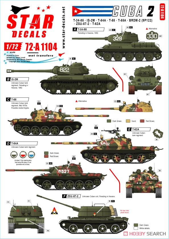 Tanks & AFVs in Cuba # 2. T-34/85, IS-2M, T-54A, T-55, T-55A, T-62A, ZSU-57-2, BRDM-2 (9P122). (Plastic model) その他の画像1