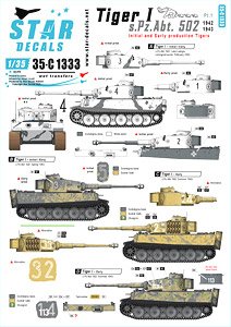 WWII 独 ドイツ国防軍タイガーI 第502重戦車大隊＃1 タイガー極初期/初期型 1942～43 (デカール)