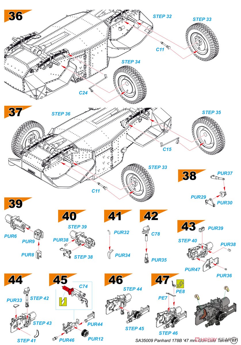 Panhard 178B `47mm Gun Late Turret` (Plastic model) Assembly guide10