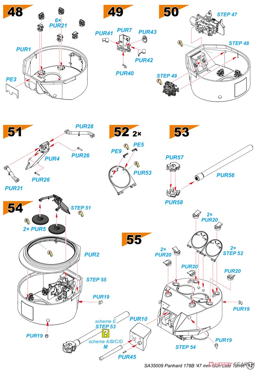 Panhard 178B `47mm Gun Late Turret` (Plastic model) Assembly guide11