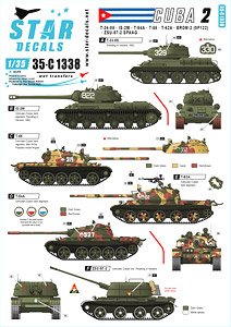 Tanks & AFVs in Cuba # 2. T-34-85, IS-2M, T-54A, T-55, T-62A, ZSU-57-2, BRDM-2 (9P122). (Decal)