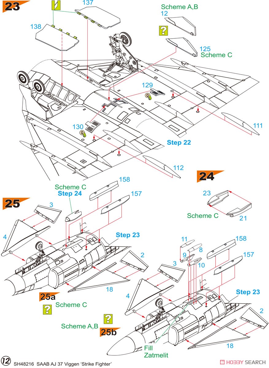 AJ-37 Viggen `Strike Fighter` (Plastic model) Assembly guide11