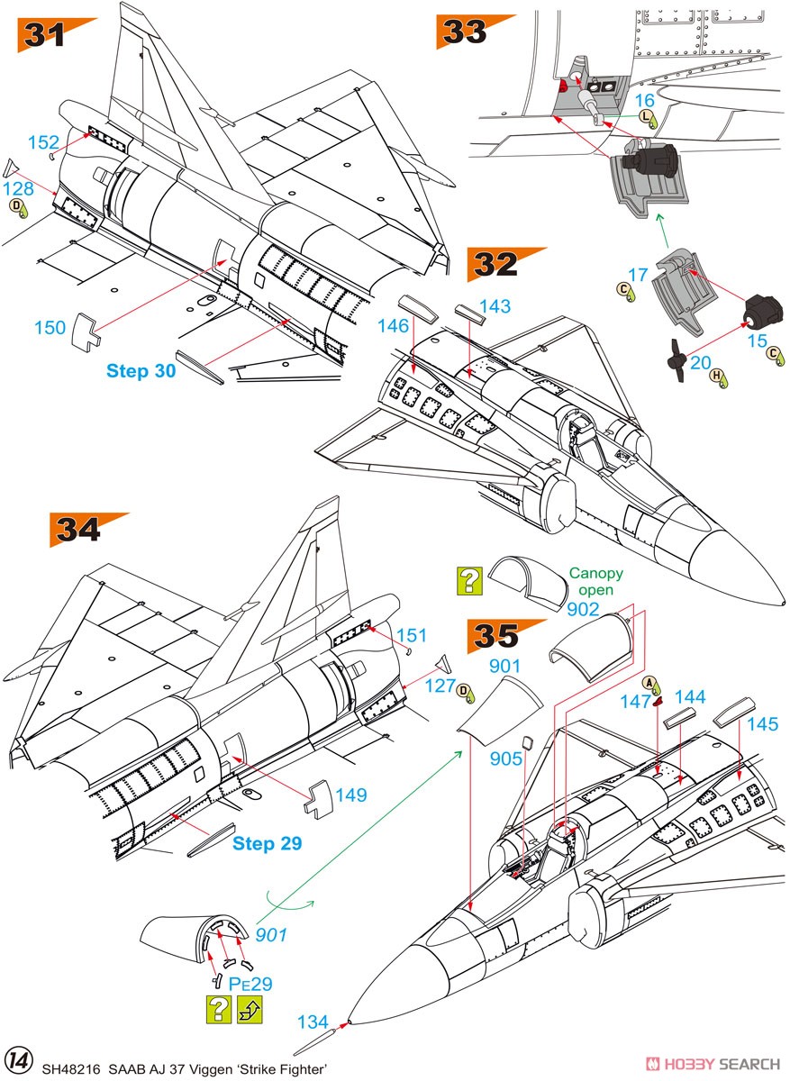 AJ-37 Viggen `Strike Fighter` (Plastic model) Assembly guide13