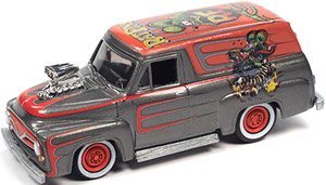 1955 Ford Panel Engine Blower Gunmetal / Red Rat Fink (Diecast Car)