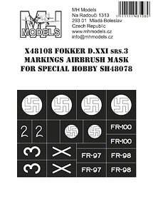 フォッカーD.XXI セリエ3 フィンランド軍 マーキング塗装マスクシール (スペシャルホビー用) (プラモデル)