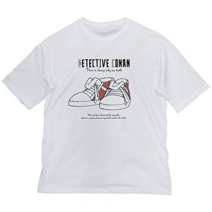 名探偵コナン コナンのキック力増強シューズ ビッグシルエットTシャツ WHITE XL (キャラクターグッズ)