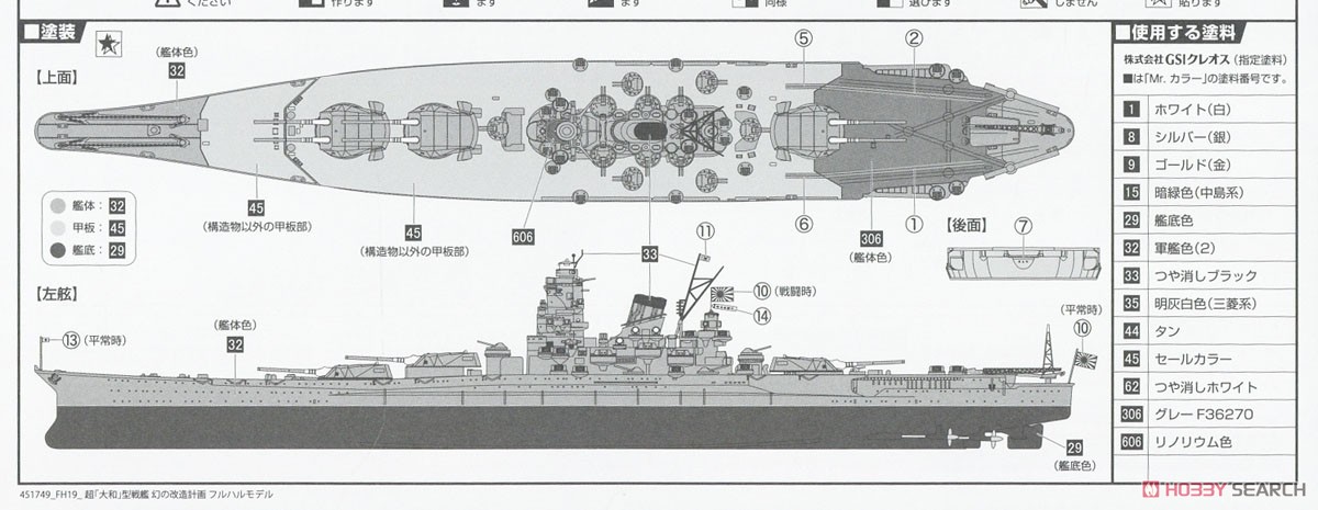 超「大和」型戦艦 幻の改造計画 フルハルモデル (プラモデル) 塗装1