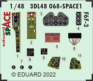 F6F-3 「スペース」内装3Dデカール w/エッチングパーツ セット (エデュアルド用) (プラモデル)