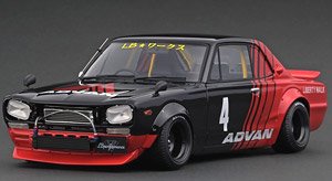 LB-WORKS Hakosuka 2Door Black / Red (ミニカー)