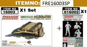 WWII German Sdkfz 302 Goliath Demolition Vehicle & Cart w/German Soidier 1944 Observation (Plastic model)