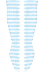 45 Border Knee High Socks (Pastel Blue x White) (Fashion Doll)