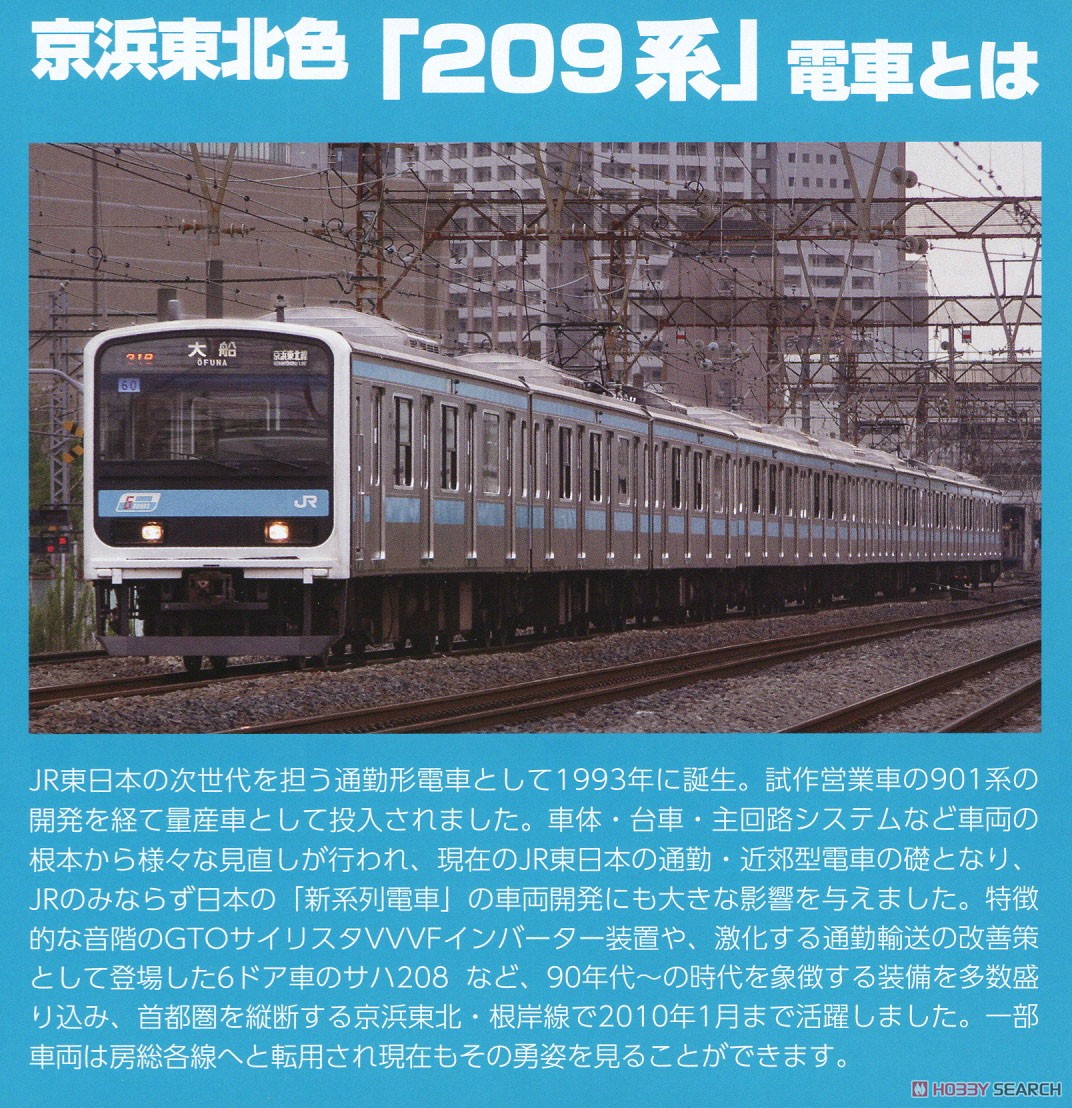 16番(HO) JR東日本 209系 直流電車タイプ (京浜東北色) モハ209・モハ208 キット (2両・組み立てキット) (鉄道模型) 解説1