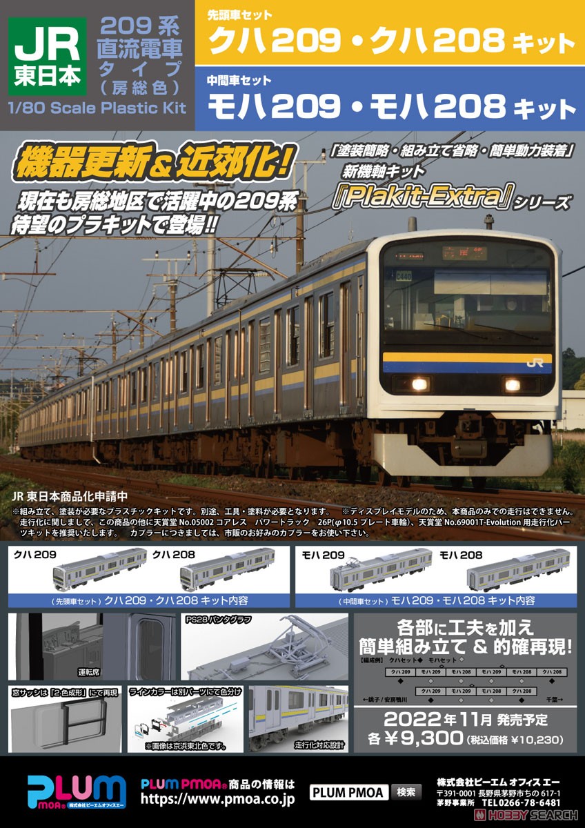 16番(HO) JR東日本 209系 直流電車タイプ (房総色) モハ209・モハ208 キット (2両・組み立てキット) (鉄道模型) その他の画像2