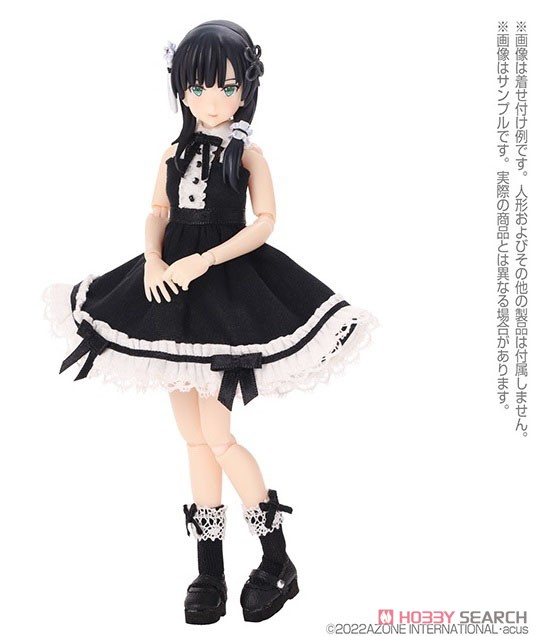 Ribbon Lace Short Socks (Black x Black) (Fashion Doll) その他の画像1