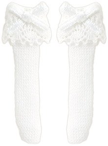 Ribbon Lace Short Socks (White x White) (Fashion Doll)
