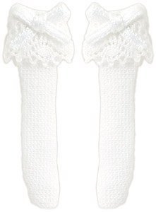 Ribbon Lace Short Socks (White x White) (Fashion Doll)
