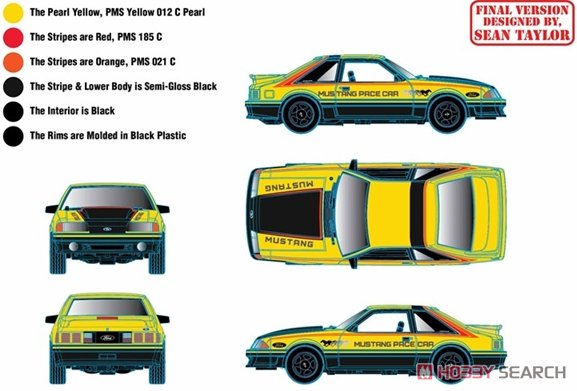 1987 Ford Mustang GT Custom - Pearl Yellow, PMS 012 C Pearl (Diecast Car) Other picture1