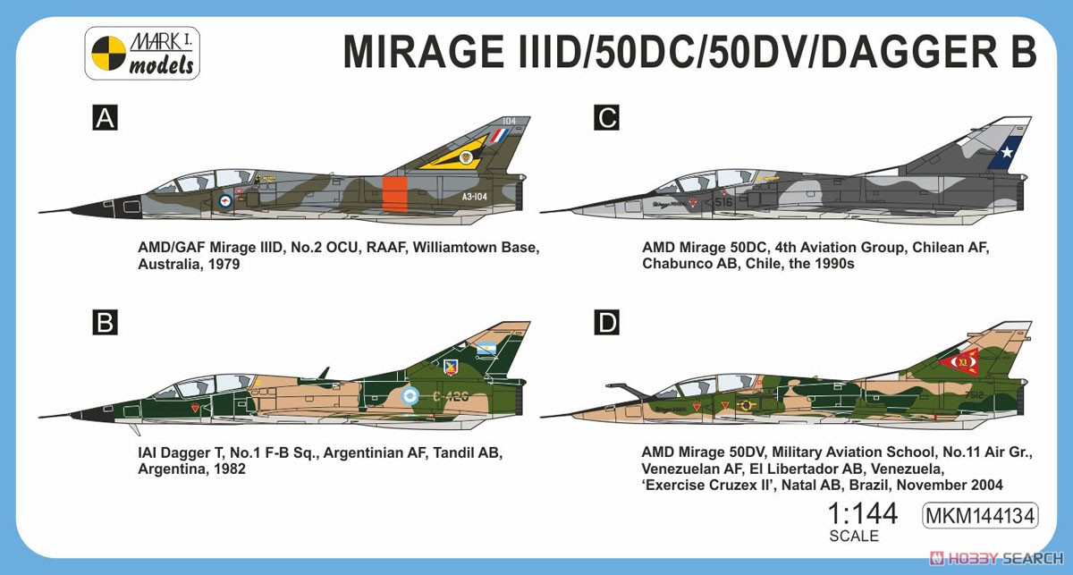 Mirage IIID/50DC/50DV/Dagger B Two-seater `Australia & South America` (Plastic model) Color1