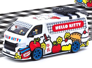 Toyota Hiace Widebody Tarmac Works X Hello Kitty Capsule Delivery Van with metal oil can (Diecast Car)