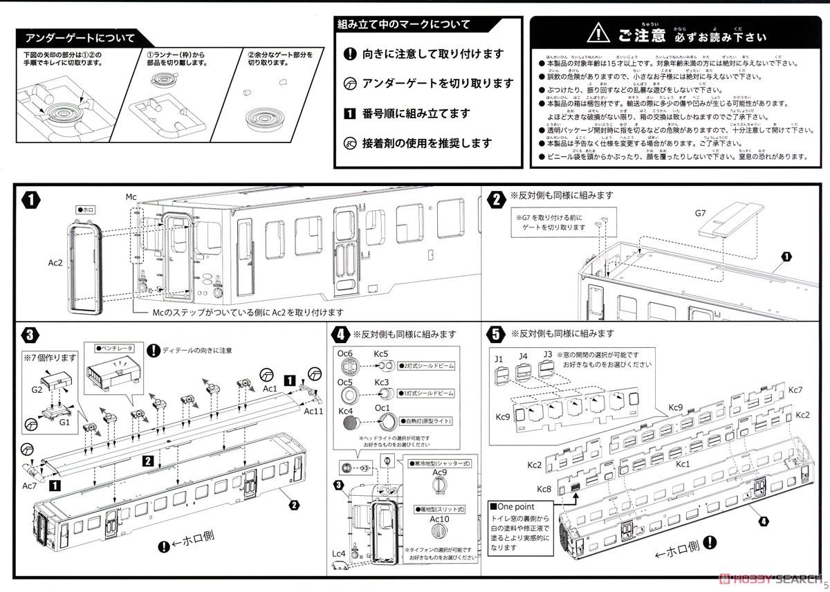 1/80(HO) Japan National Railways Diesel Car Type KIHA20-200 Style Kit (Unassembled Kit) (Model Train) Assembly guide1