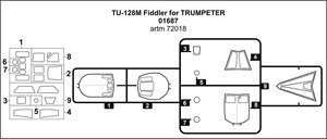 Masking Sheet for Tu-128M Fiddler Canopy (for Trumpeter) (Plastic model)