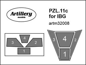 Masking Sheet for PZL P.11c Canopy (for IBG) (Plastic model)