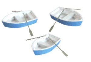 211056 (N) Boat (Blue) (3 Pieces) (Model Train)