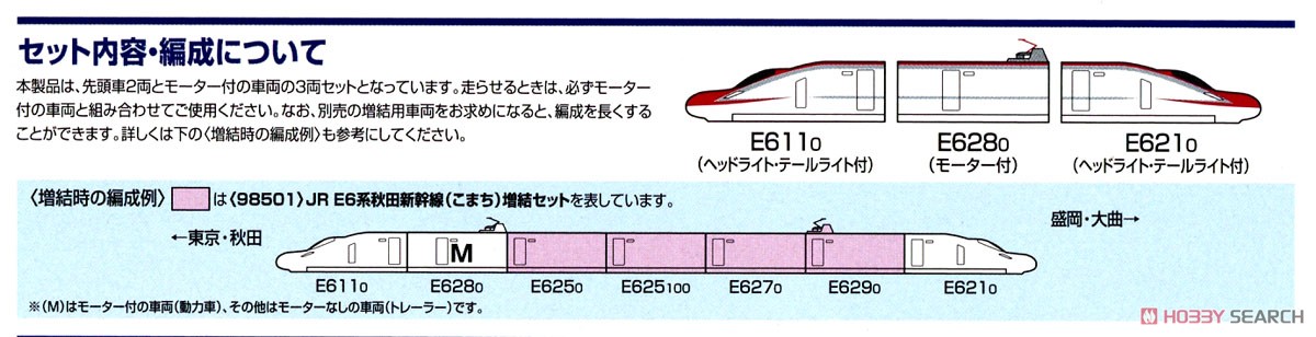 JR E6系 秋田新幹線 (こまち) 基本セット (基本・3両セット) (鉄道模型) 解説3