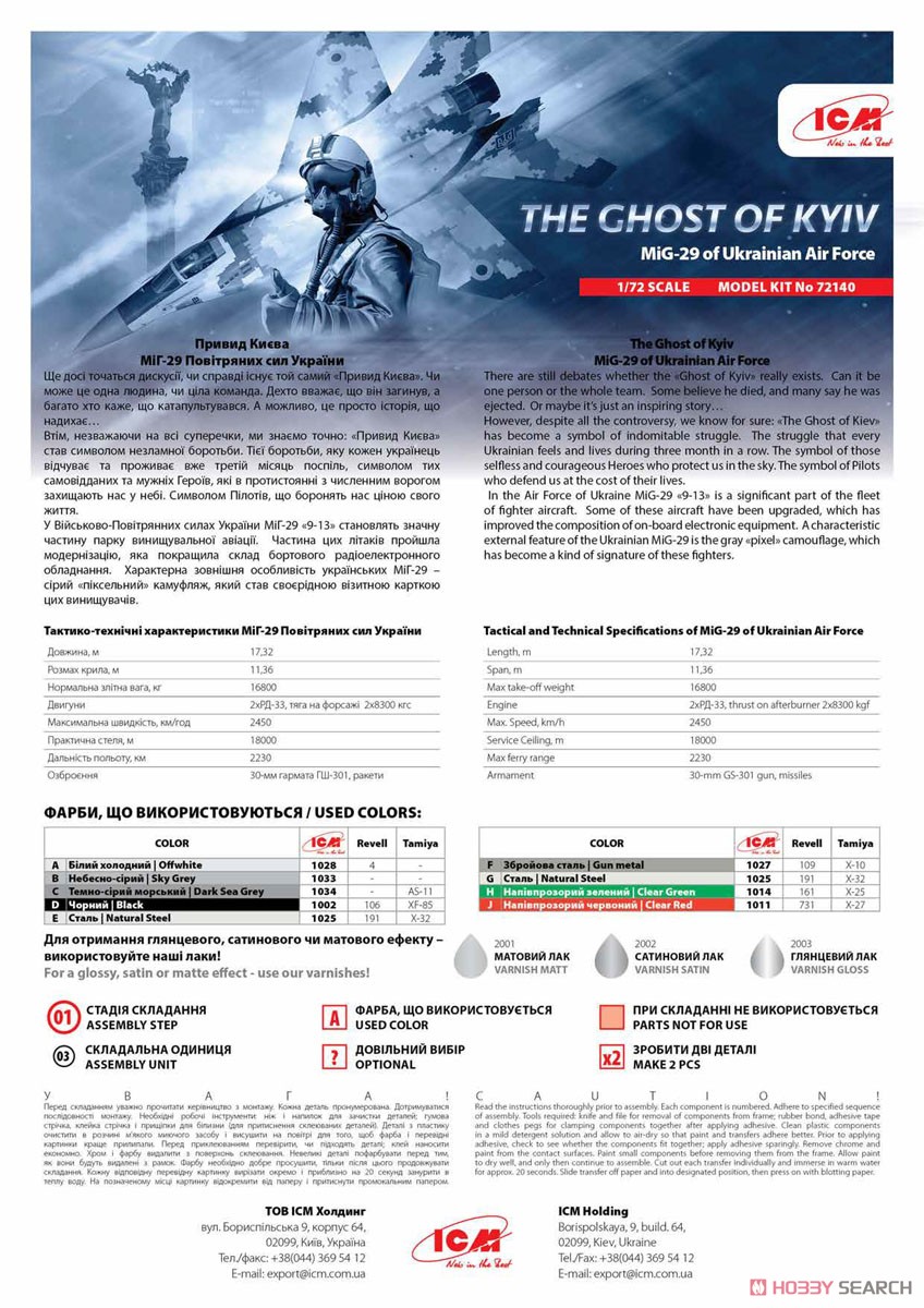 The Ghost of Kyiv. MiG-29 of Ukrainian Air Force (Plastic model) Assembly guide1