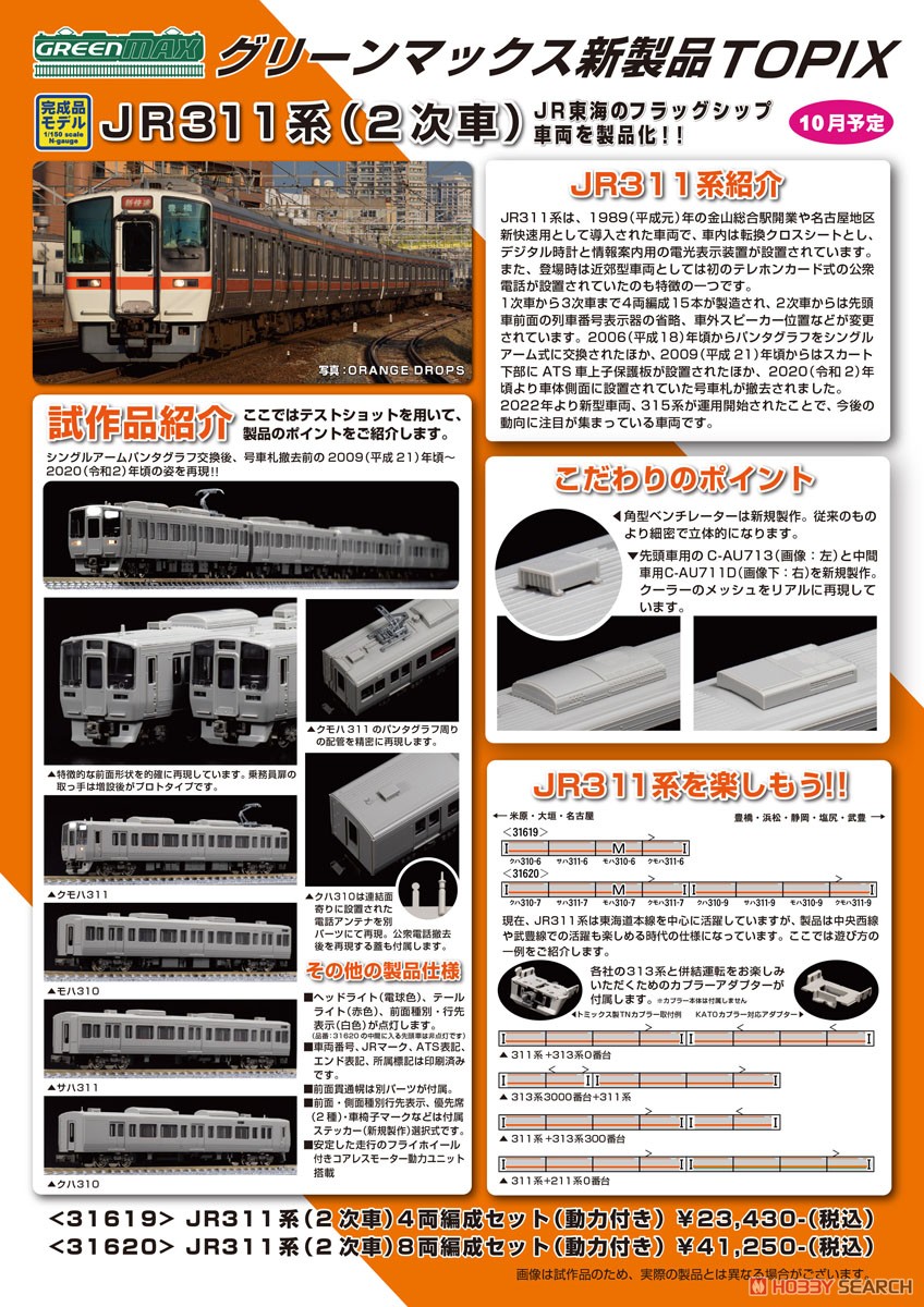 JR 311系 (2次車) 4両編成セット (動力付き) (4両セット) (塗装済み完成品) (鉄道模型) その他の画像3