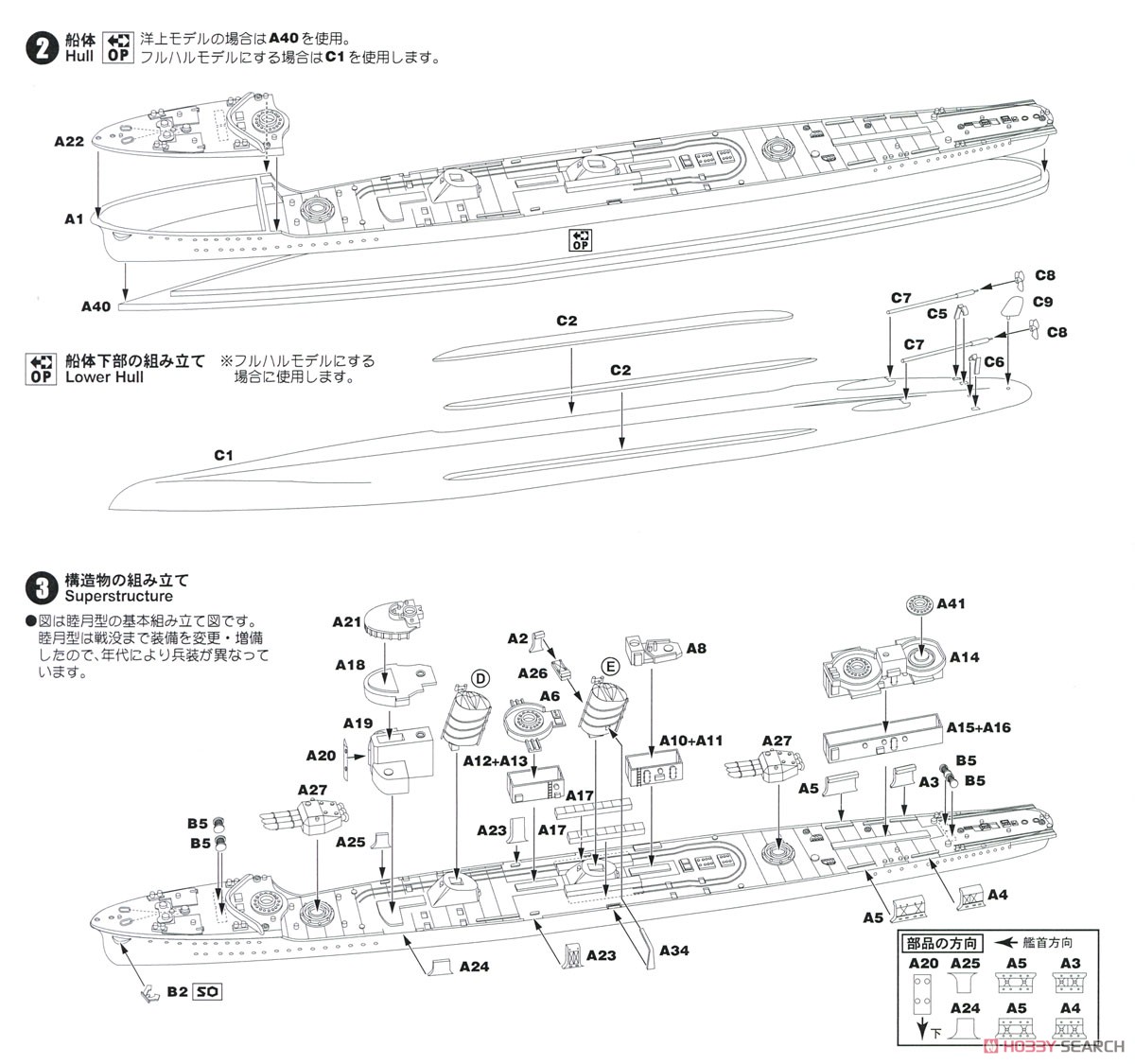 日本海軍睦月型駆逐艦 睦月 エッチングパーツ付き (プラモデル) 設計図2