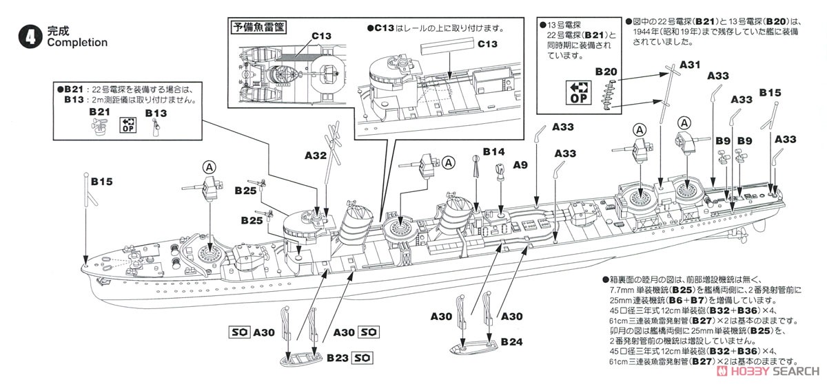 日本海軍睦月型駆逐艦 睦月 エッチングパーツ付き (プラモデル) 設計図3