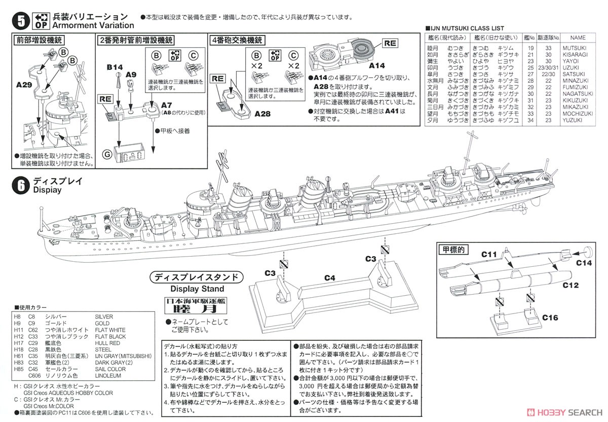 日本海軍睦月型駆逐艦 睦月 エッチングパーツ付き (プラモデル) 設計図4