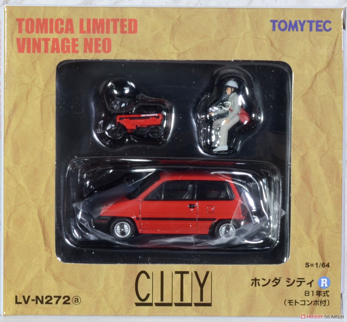 TLV-N272a Honda City R (Red) 1981 w/Motocompo (Diecast Car) Package1