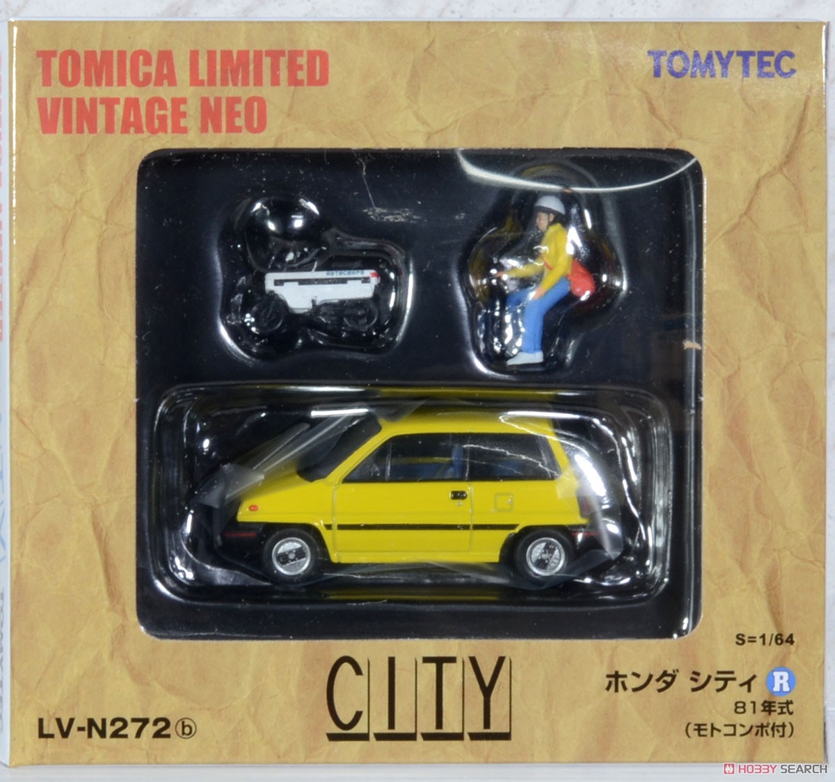 TLV-N272b Honda City R (Yellow) 1981 w/Motocompo (Diecast Car) Package1