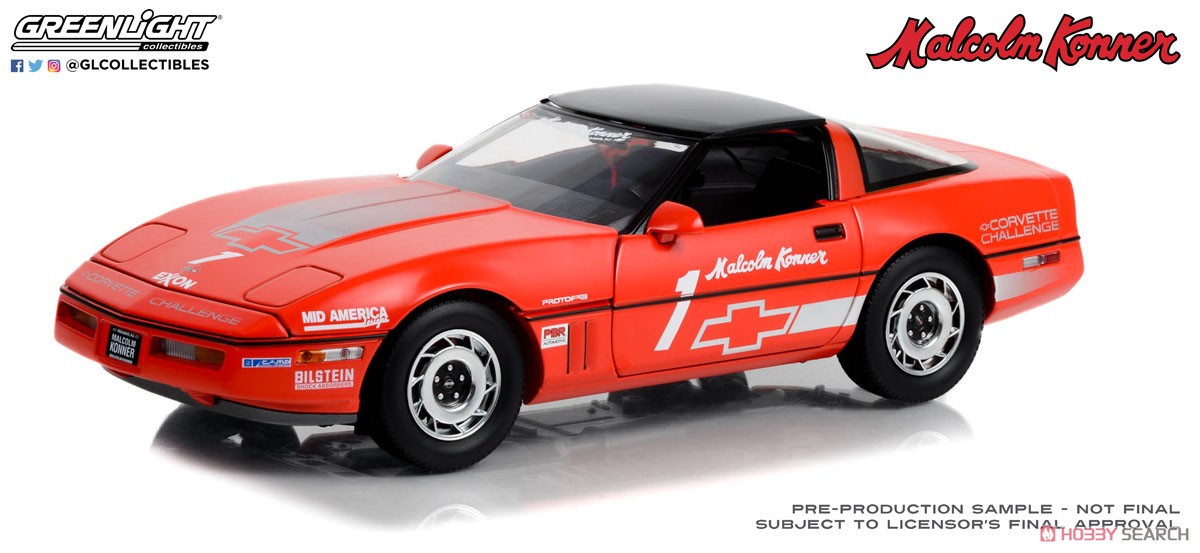 1988 Chevrolet Corvette C4 Red w/Silver Stripes #1 Malcolm Konner Corvette Challenge Race Car (ミニカー) 商品画像1