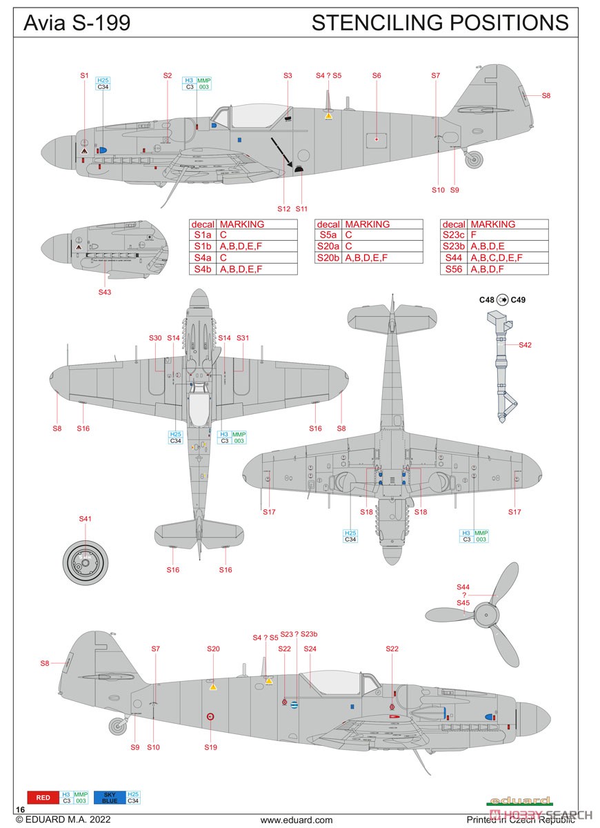 アビア S-199 「バブルキャノピー」 プロフィパック (プラモデル) 設計図9