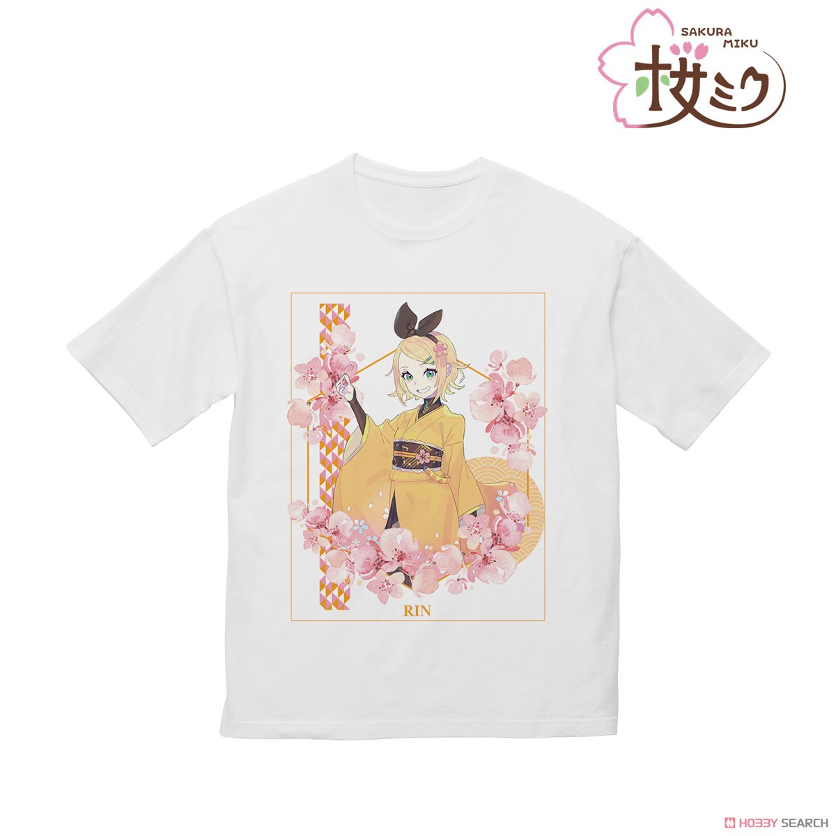 Sakura Miku [Especially Illustrated] Kagamine Rin Art by Kuro Big Silhouette T-Shirt Unisex M (Anime Toy) Item picture1