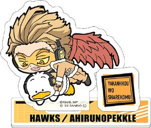 My Hero Academia x Sanrio Characters Acrylic Stand A Hawks & Ahiru No Pekkle (Anime Toy)