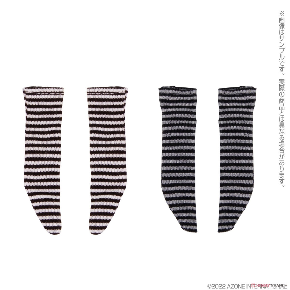 Picco P Border Socks A set (Black x White / Black x Gray) (Fashion Doll) Item picture1