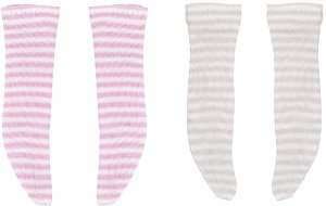 Picco P Border Socks B set (Pink x White / Beige x White) (Fashion Doll)