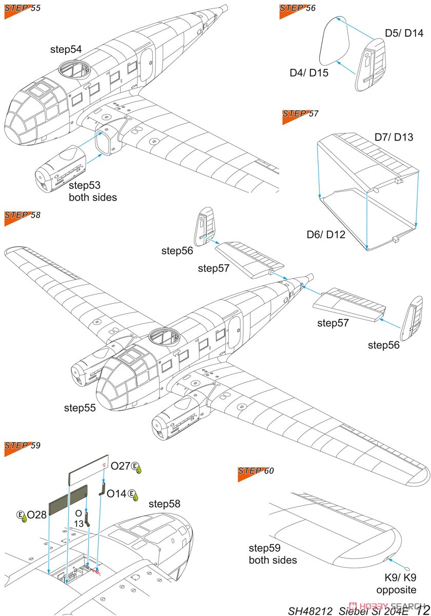 Siebel Si 204E `German Night Bomber & Trainer` (Plastic model) Assembly guide11