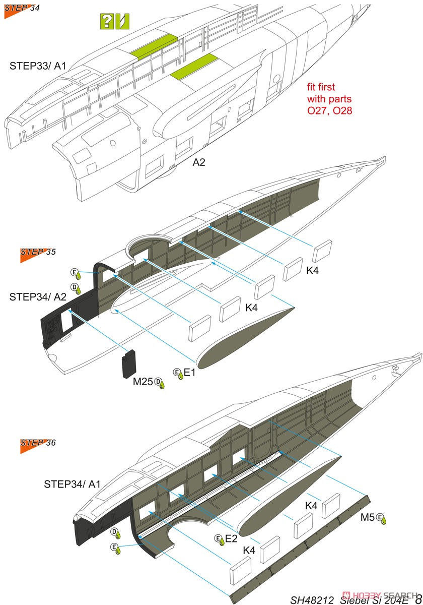 Siebel Si 204E `German Night Bomber & Trainer` (Plastic model) Assembly guide7