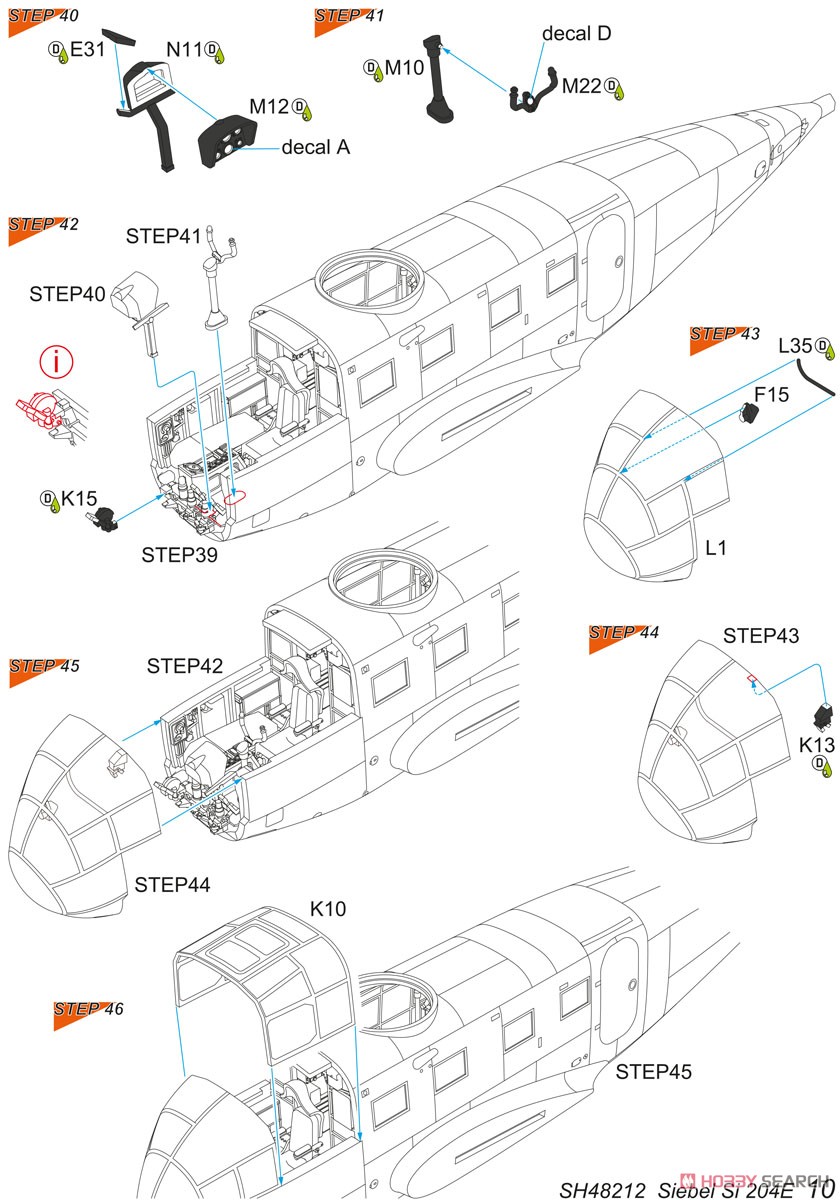 Siebel Si 204E `German Night Bomber & Trainer` (Plastic model) Assembly guide9