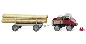 (HO) ウニモグ U 411 木材積載トレーラー ブラウンレッド (鉄道模型)