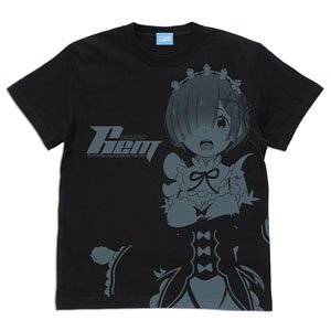 Re:ゼロから始める異世界生活 レム オールプリントTシャツ BLACK M (キャラクターグッズ)