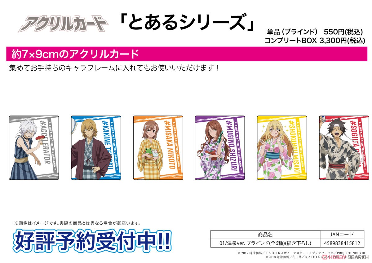 Acrylic Card [Toaru Series] 01 Spa Ver. ([Especially Illustrated]) (Set of 6) (Anime Toy) Other picture1