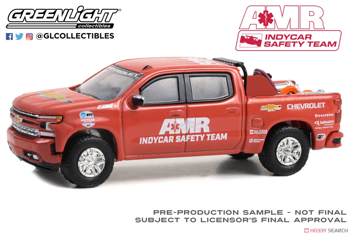 2021 Chevrolet Silverado - 2021 NTT IndyCar Series AMR IndyCar Safety Team in Red with Safety Equipment in Truck Bed (Diecast Car) Item picture1