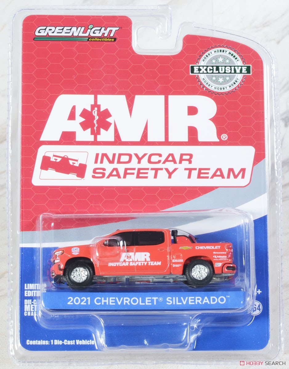2021 Chevrolet Silverado - 2021 NTT IndyCar Series AMR IndyCar Safety Team in Red with Safety Equipment in Truck Bed (Diecast Car) Package1