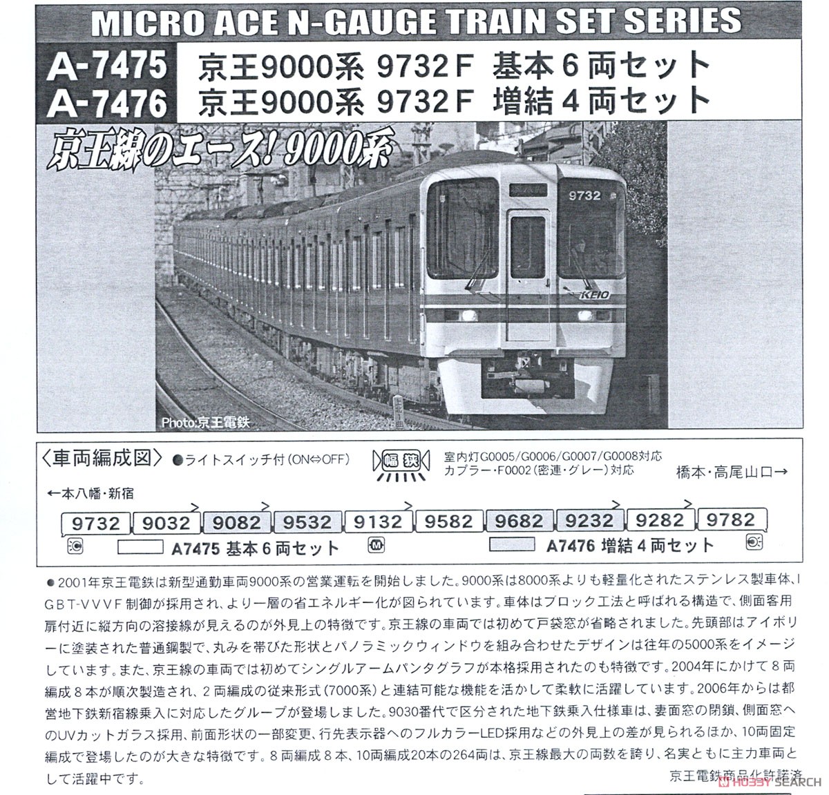 Keio Series 9000 9732F Additional Four Car Set (Add-On 4-Car Set) (Model Train) About item2
